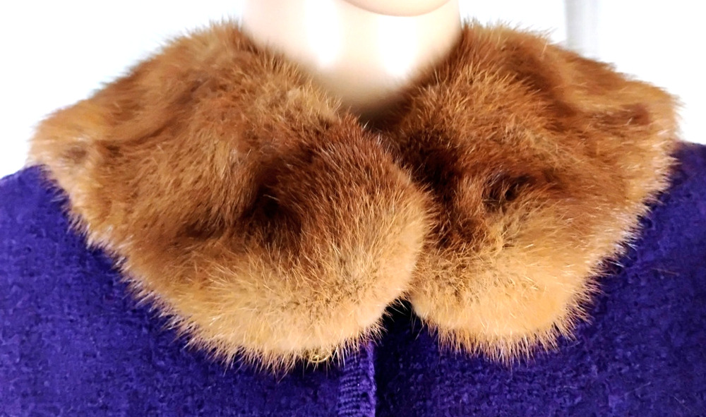 Vintage Brown Mink Fur Collar Wrap 34x4 Pass Through Loop Closure Glam